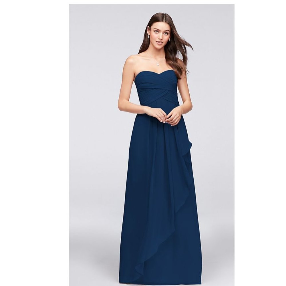 David’s Bridal Marine Crinkle Chiffon Bridesmaid